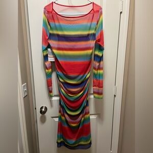 Target- Pride Adult Rainbow Gradient Midi Mesh Dress -Large